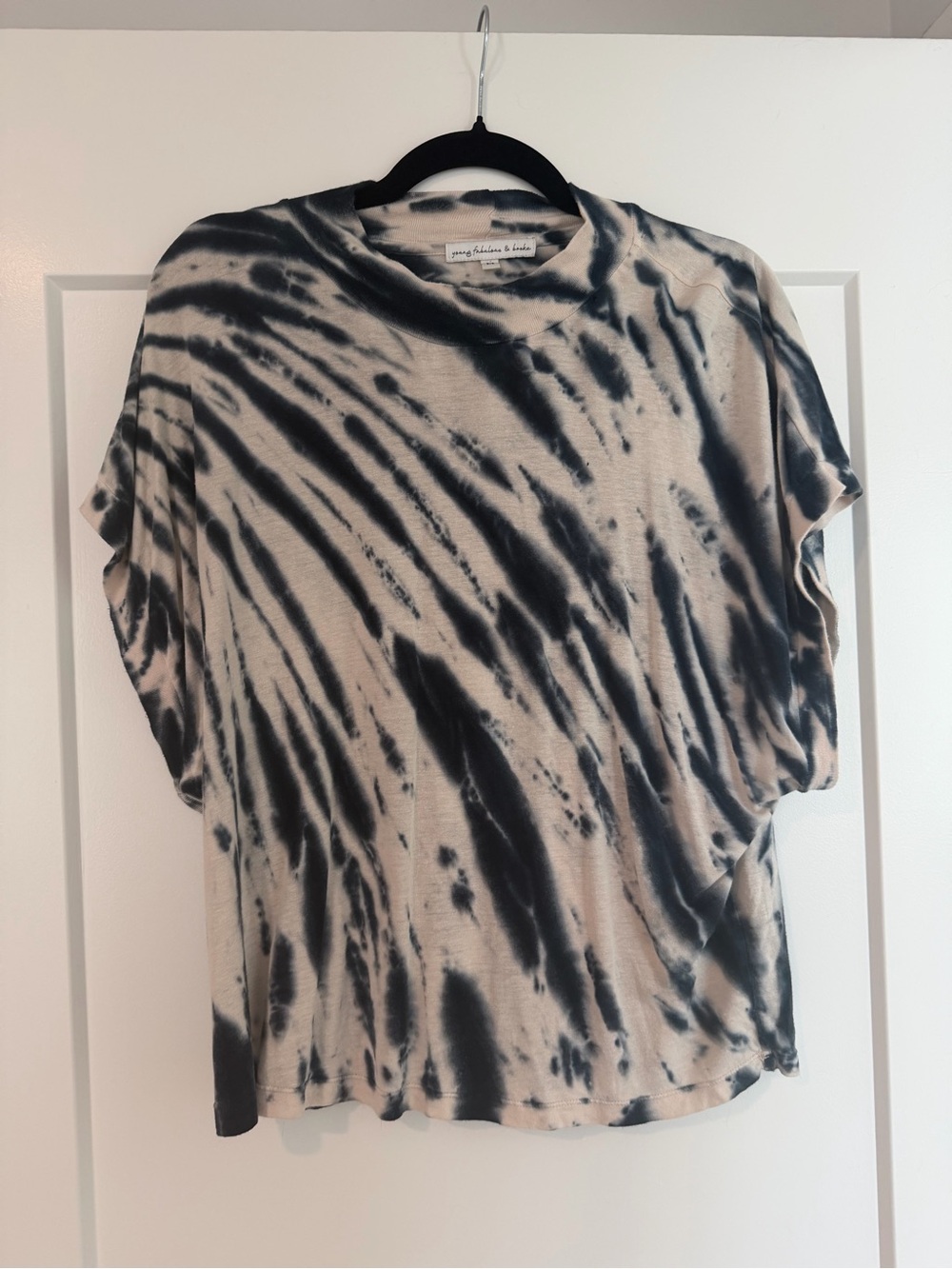Young Fabulous & Broke Black and Cream Tie-Dye Short Sleeve Tee